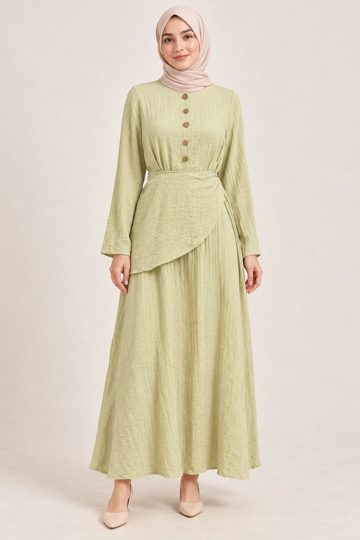 Weit geschnittenes Maxikleid mit Bindegürtel