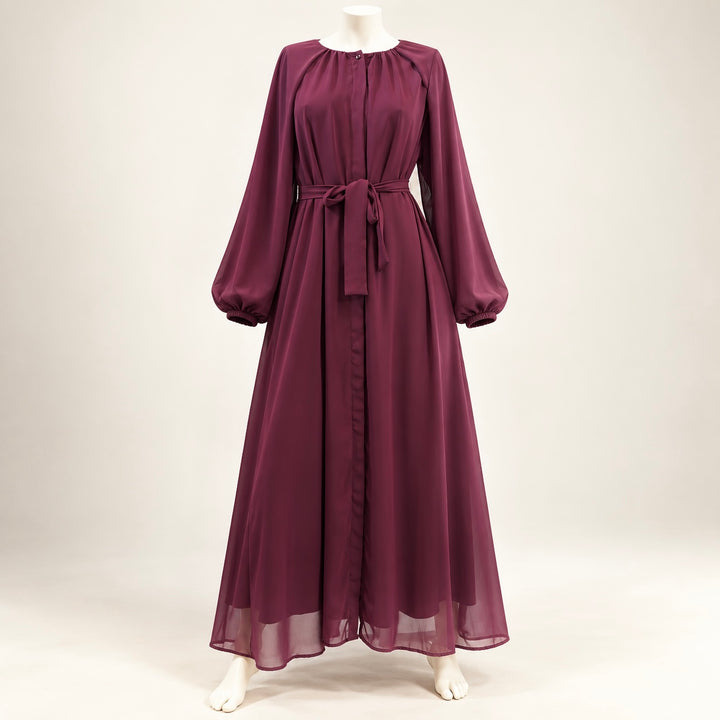Chiffon-Abaya mit Bindegürtel und Innenkleid – Originalfoto
