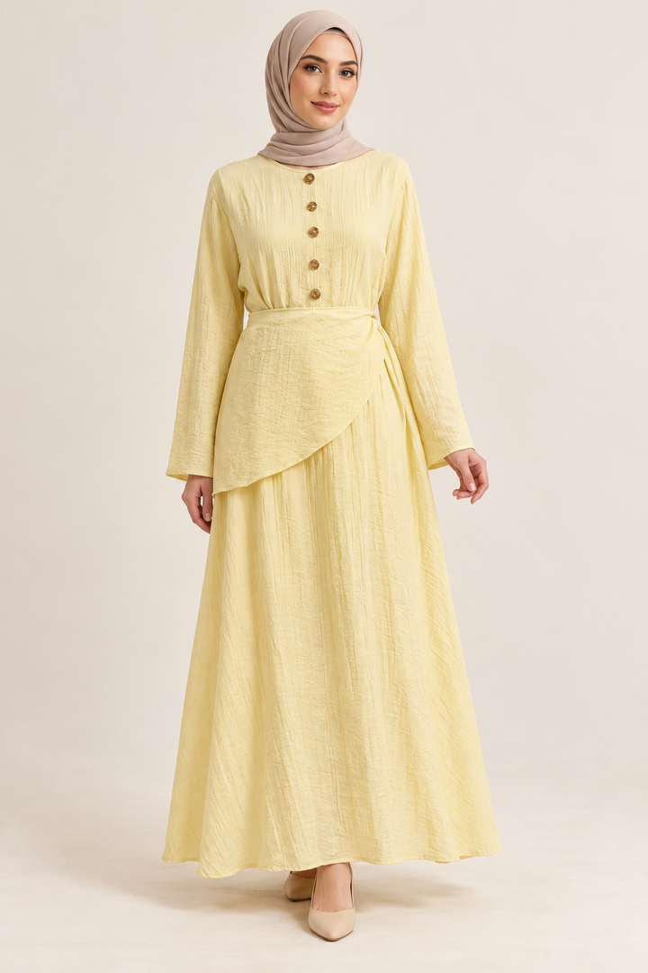 Weit geschnittenes Maxikleid mit Bindegürtel